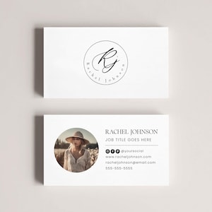 Sjabloon voor bewerkbare minimalistische fotovisitekaartjes, DIY elegant boho-visitekaartje, modern dubbelzijdig visitekaartjeontwerp, eenvoudig visitekaartje
