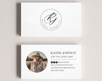 Editable Minimalist Photo Business Card Template, DIY Elegant Boho Business Card, Modern Double Sided Biz Card Design, Simple Calling Card