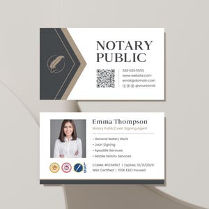 Sjabloon professioneel notaris visitekaartje, visitekaartje lening ondertekenaar, doe-het-zelf notaris visitekaartje, mobiel notaris visitekaartje