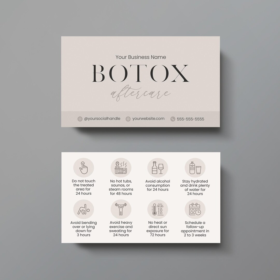 Botox Aftercare Card, Minimalist Fillers and Botox Post Treatment ...