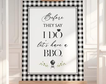 I Do BBQ Welcome Sign, Couples Shower Decor, Backyard Wedding Sign, Rustic Engagement Party Poster, Editable Template