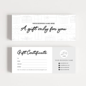 Modelo de certificado de presente moderno e vale-presente para impressão para salão de beleza de massagem de spa, cartão-presente para pequenas empresas faça você mesmo, cartão de desconto de cupom
