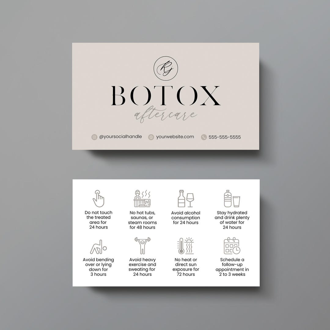 Botox Aftercare Card, Minimalist Fillers and Botox Post Care ...