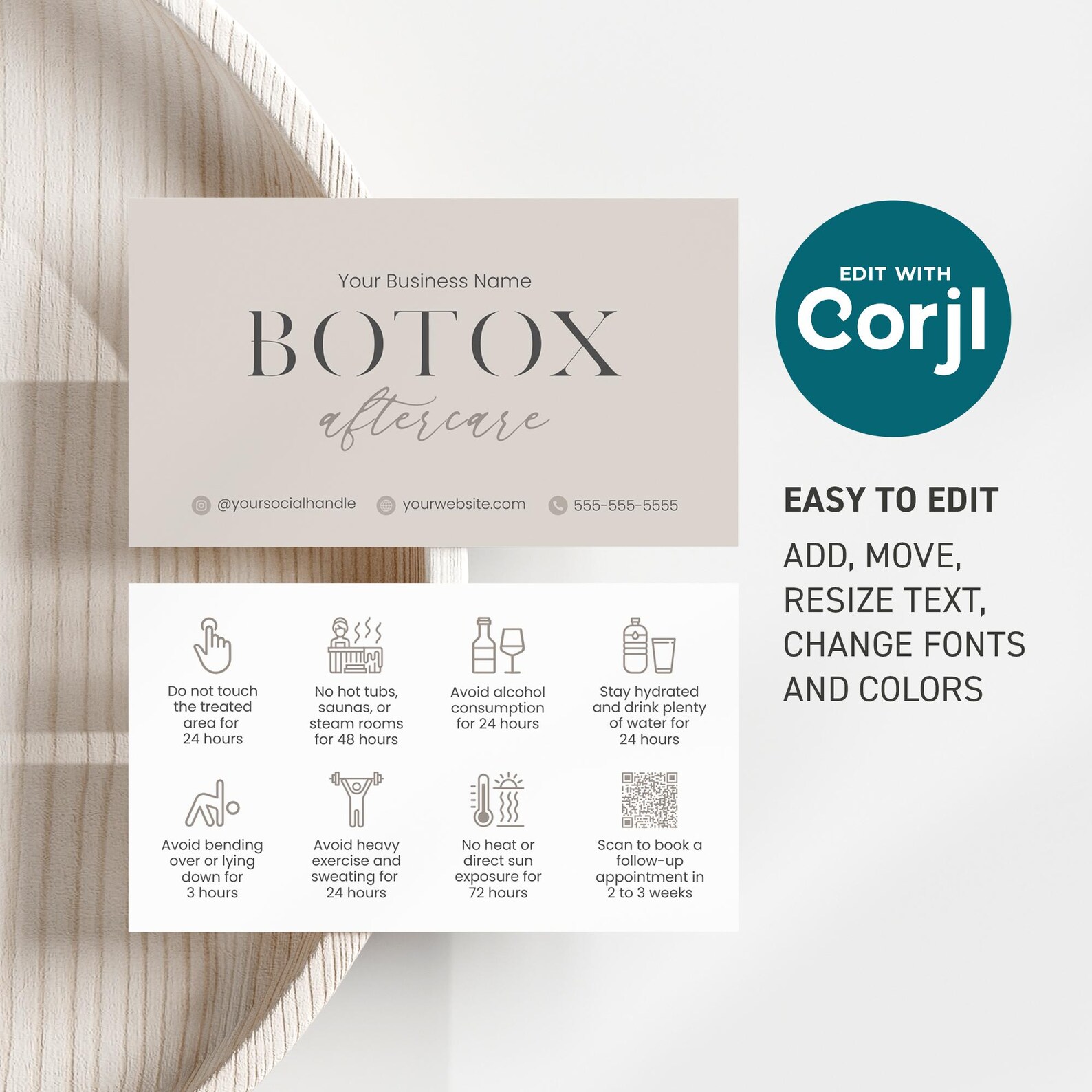 Botox Aftercare Card, Minimalist Fillers and Botox Post Treatment ...