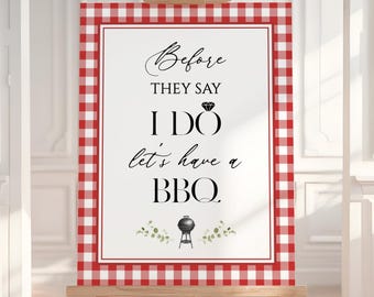 I Do BBQ Welcome Sign, Couples Shower Decor, Backyard Wedding Sign, Rustic Engagement Party Poster, Editable Template