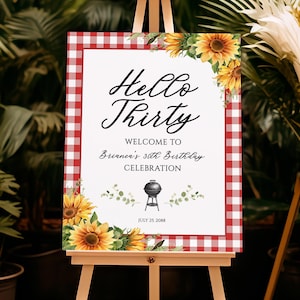 Rustic BBQ Birthday Welcome Sign: Editable Grill Party Decor (Digital Download)