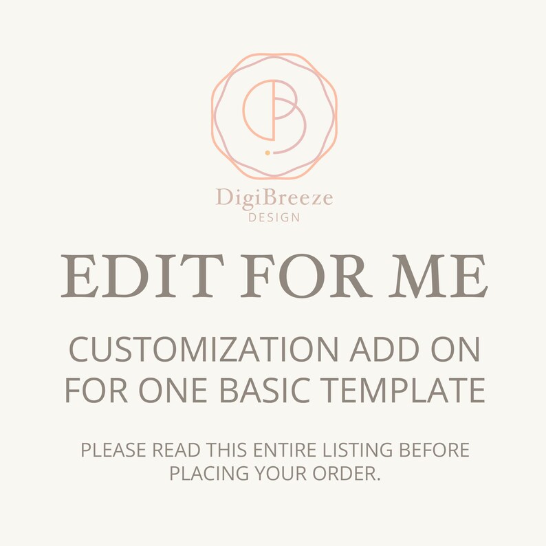 Customization Add on - Edit My Template for Me, Custom Edit Request for ...