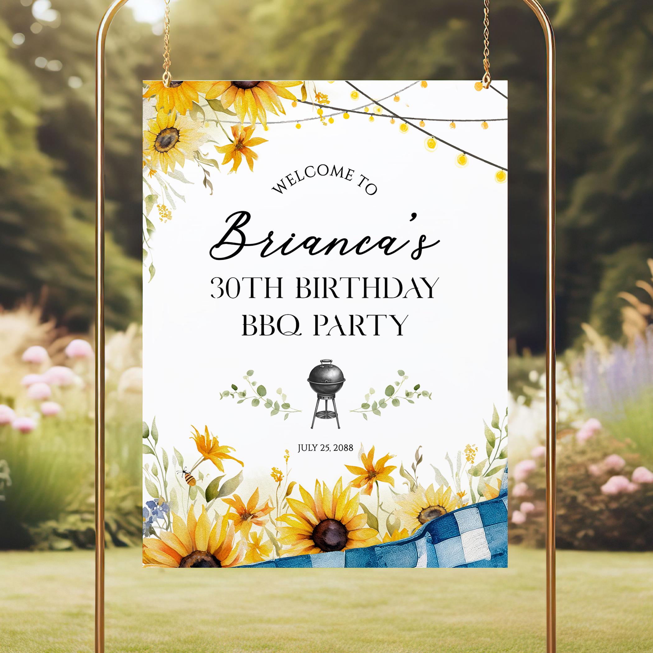 Rustic BBQ Birthday Welcome Sign, Grill and Chill Party Decor, Backyard ...