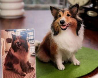 Custom Needle Felted Rough Collie Portrait Figurine|Custom Needle Felted Dog|Custom Felt Animals/Pets Portrait|Rough Collie Memorial Gift