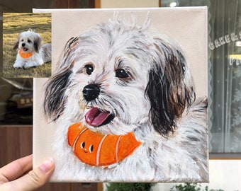 Peinture de portrait de chien Cusom sur toile, peinture acrylique personnalisée sur toile, peinture de portrait d’animaux de compagnie personnalisée, cadeau de mémoire de chien, cadeau commémoratif d’animaux de compagnie