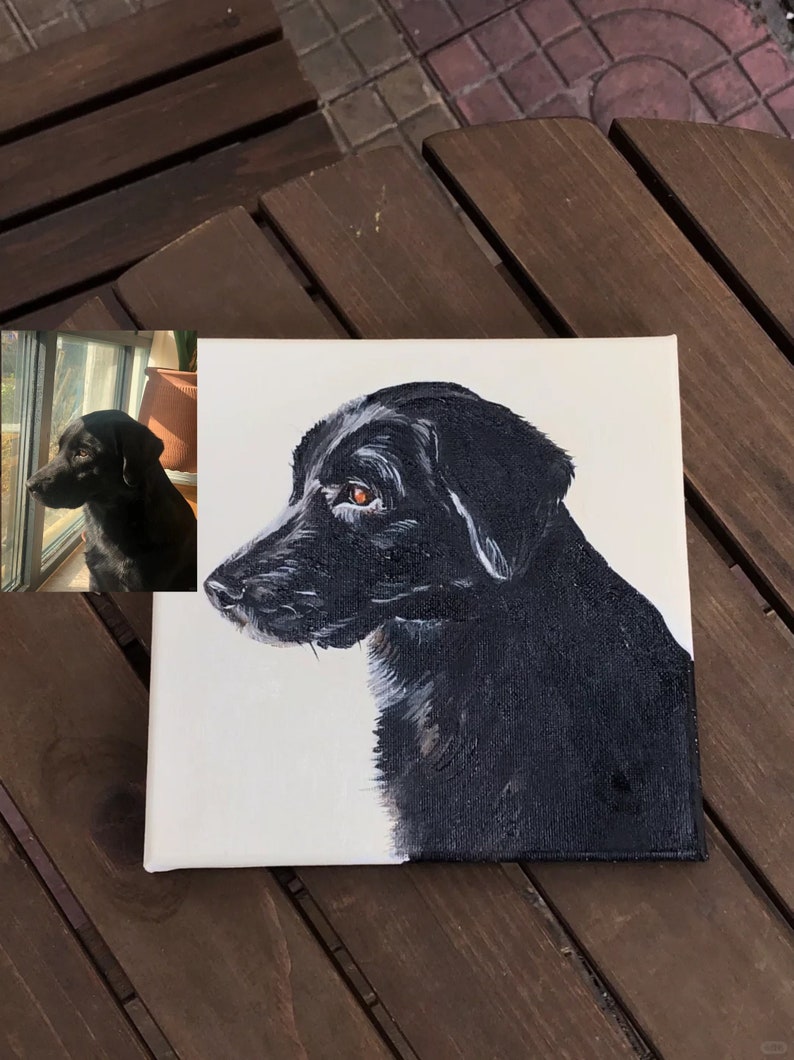 Custom Dog Portrait Painting on Canvas,dog Portrait Acrylic Painting on