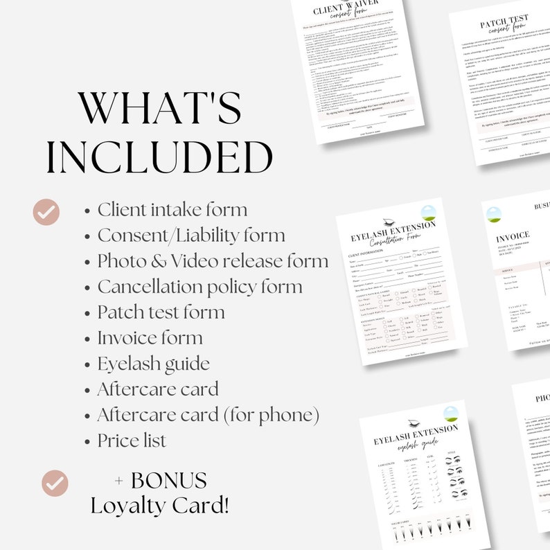 Eyelash Extension Bundle, Lash Consultation, Lash Consent Form, Eyelash