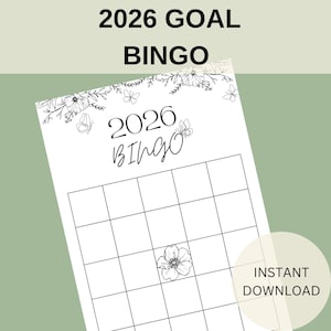 2026 goal bingo printable PDF featuring a large, easy-to-read bingo card layout designed to turn goal setting into a fun and motivating game, ideal for new year planning, personal goals, and creative goal tracking with an instant digital download format 2026 goal bingo printable showing blank bingo squares ready to be filled with personal goals, habits, or intentions, designed for flexible goal tracking throughout the year using a clean, minimalist, and easy-to-print PDF format.