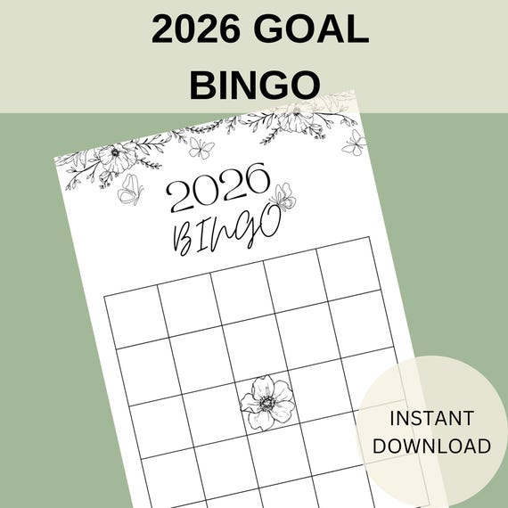 2026 Goal Bingo Card Printable Goal Setting PDF Instant Download