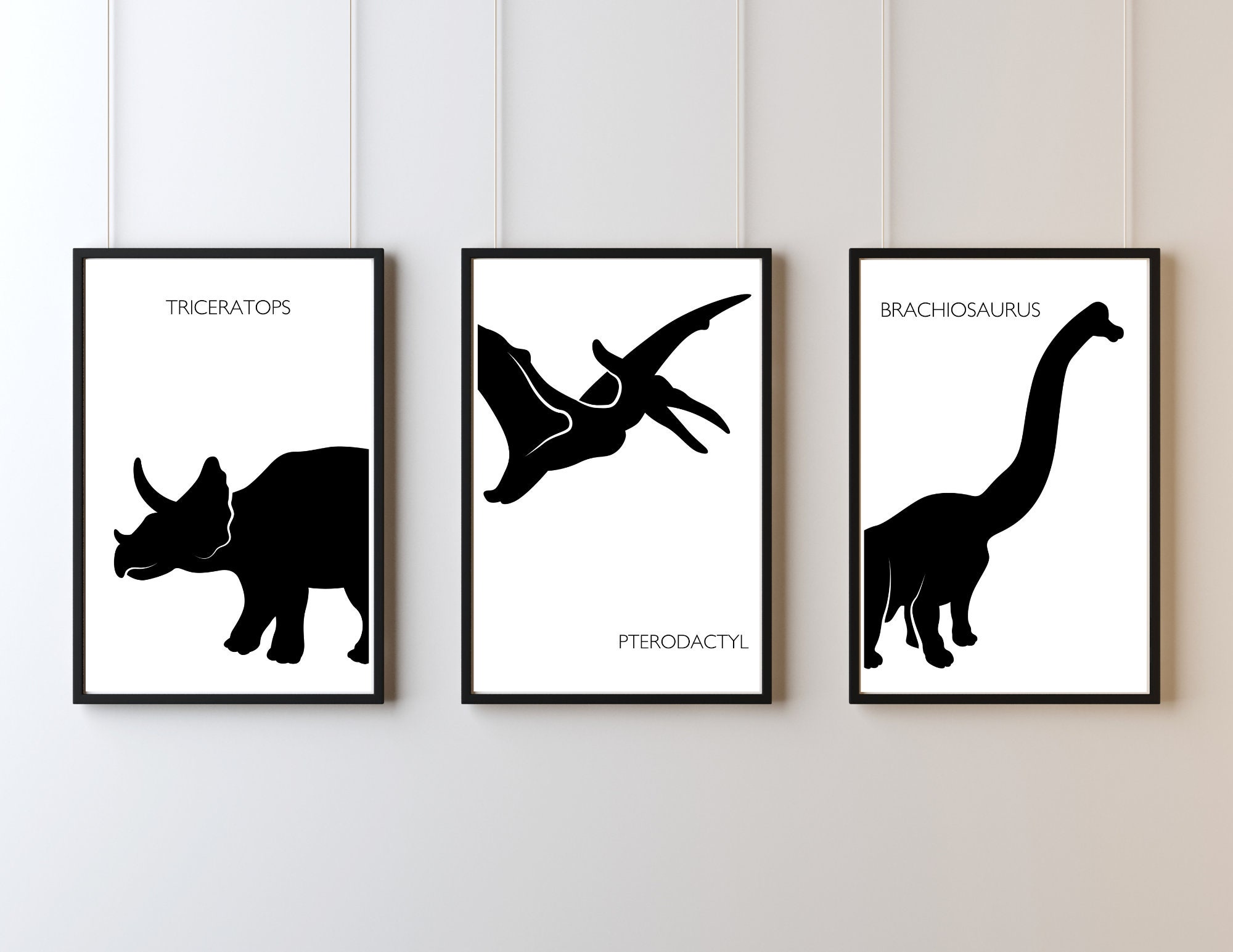 Printable Dinosaur Wall Art Set - Black and White Dinosaur Prints ...