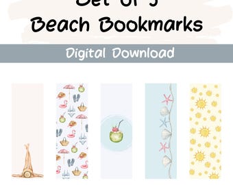 Druckbare Lesezeichen Urlaub, Strand Lesezeichen, Urlaub Thema (Digitaler Download)