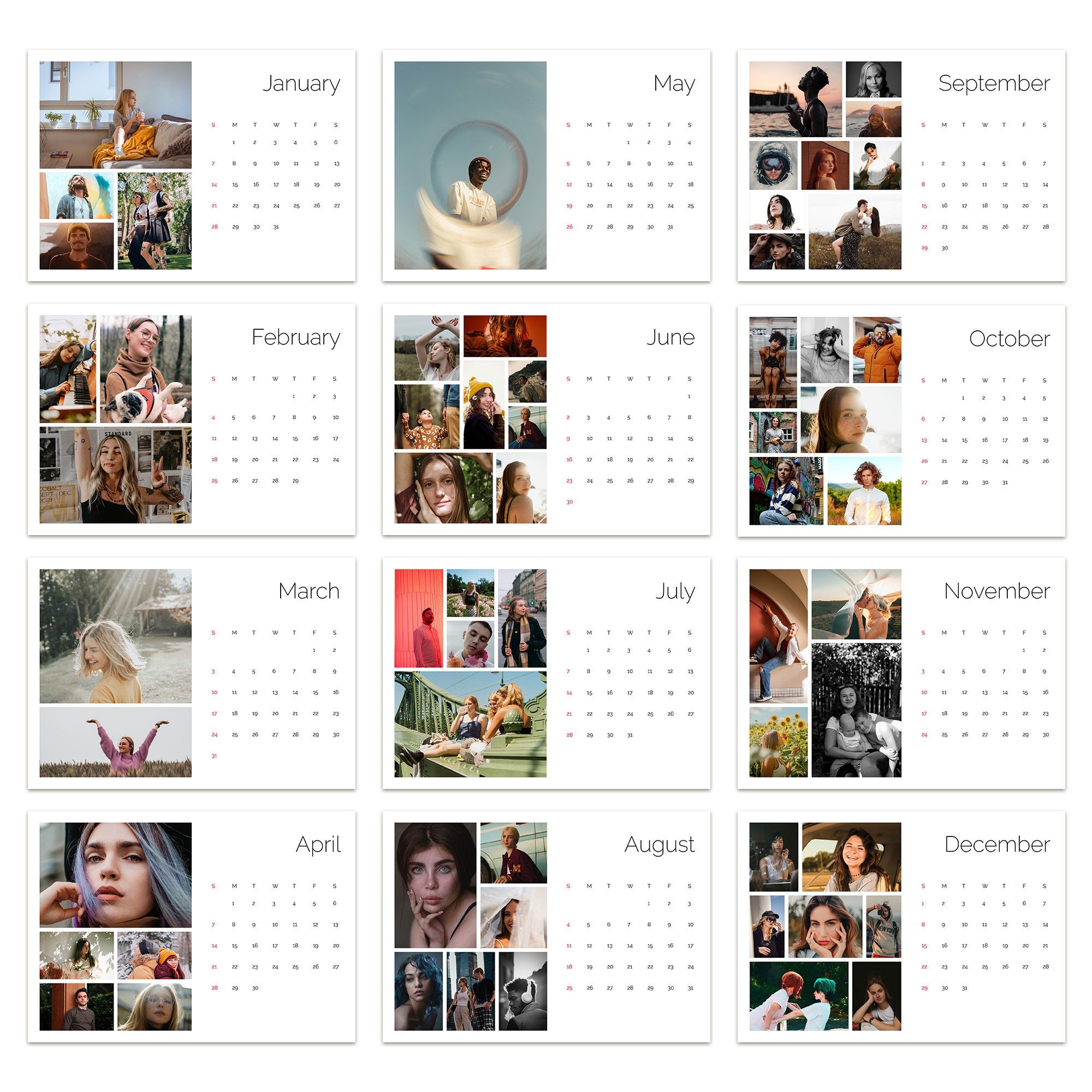 Digital Calendar 2024, Calendar 2024 Wall, Pdf Calendar 2024, Editable ...