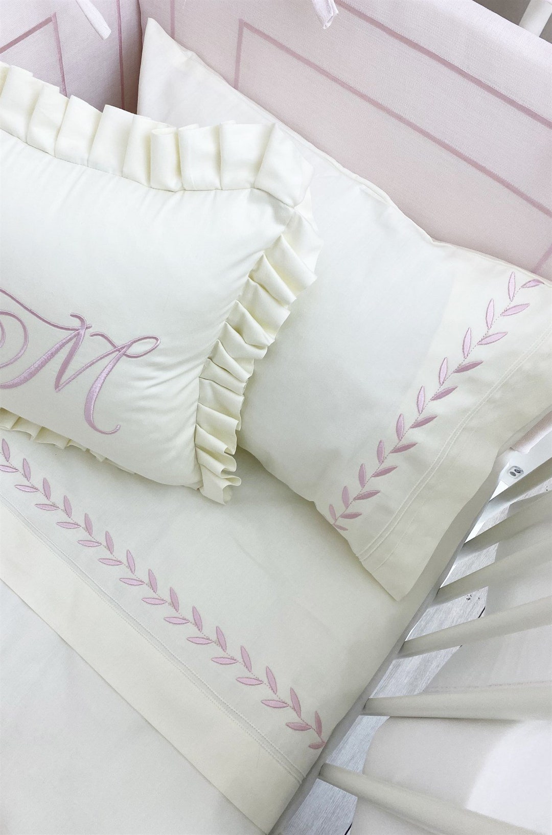 Crib Bedding Set Your Baby Linens Set Personalized Custom Baby Sleep Set Custom Baby Pillow