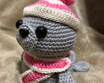 Winter Seal Crochet Doll - Crochet Amigurumi Doll, Crochet Animal, Winter, Christmas, Scarf And Wool Hat, Handmade Gift For Boys And Girls