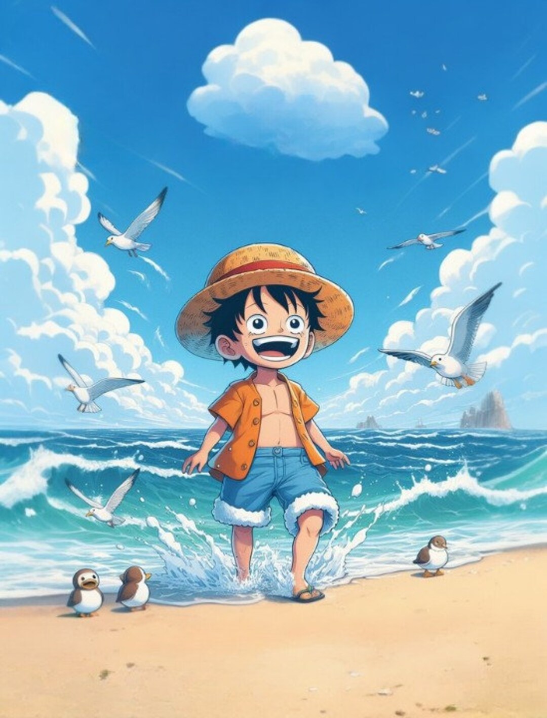4 Luffy One Piece Kid Straw Hat Custom Anime Digital Download Etsy