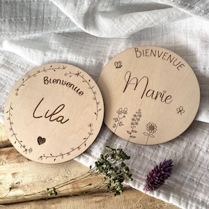 Carte naissance en bois - carte annonce prénom bébé
