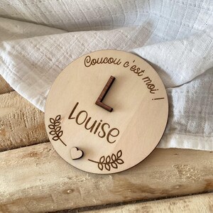Carte naissance en bois - carte annonce prénom bébé