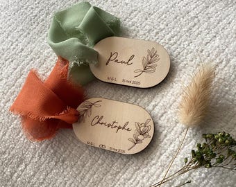 Marque-place mariage bois personnalisé gravé prénom – Déco table bohème rustique champêtre chic