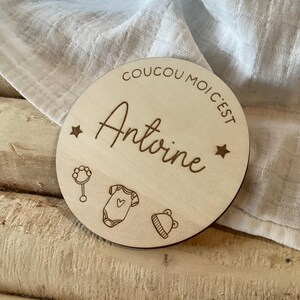 Carte naissance en bois - carte annonce prénom bébé