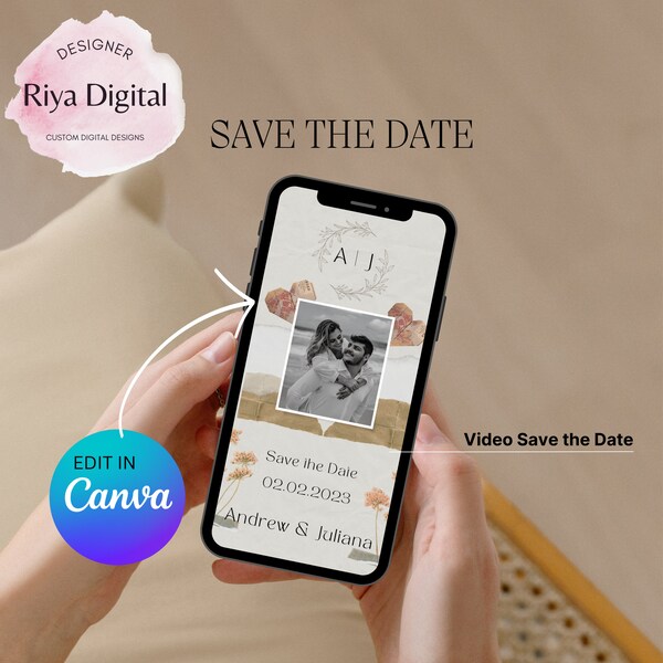 Save The Date | Digital Electronic Save The Date Template Digital Invite | Evite Ecard iPhone Invitation Invite Template | Wedding