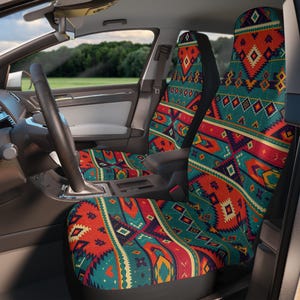 Southwestern Car Seat Covers, Tribal Print Auto Accessories, Boho Vehicle Decor, Aztec Design Bucket Seats, Native American Pattern
