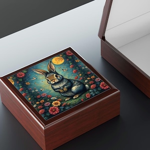 Boîte à bijoux en forme de lapin, Organisateur d&#39;animaux mignons, Petite trousse à souvenirs en bois, Cadeau de Pâques, Porte-bijoux, Récipient de rangement décoratif