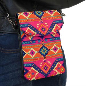 Portefeuille rose pour téléphone portable du sud-ouest, petite coque de téléphone bohème, pochette pour téléphone sud-ouest, housse de téléphone minimaliste, support de téléphone hippie