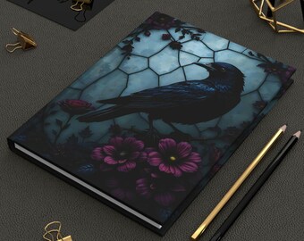 Gothic Raven Hardcover Journal: Stained Glass Notebook