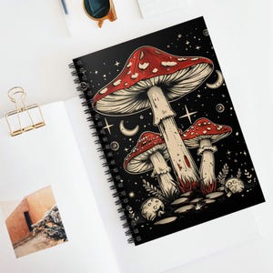 Mushroom-Themed Spiral Notebook, Aesthetic Journal for Nature Lovers, Perfect for Writing, Doodling, Gift for Students, Fantasy Art