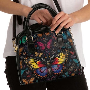 Sac à bandoulière papillon - Sac à main fourre-tout fleuri élégant, accessoire de mode pour femme, cadeau unique pour elle, sacoche à bandoulière tendance,