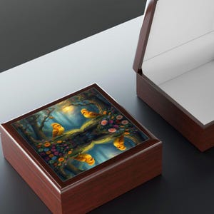 Jewelry Box, Book Birds Trinket Box, Trinket Organizer, Jewelry Storage, Gift for Book Lovers, Wooden Jewelry Box