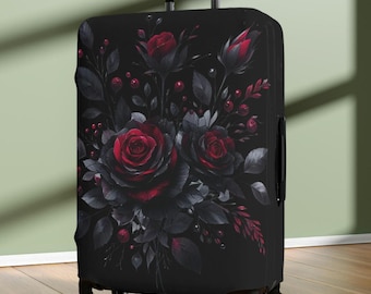 3D Gothic Rose Luggage Cover | 3D Travel Accessory, Gothic Suitcase Protector, Gift for Travelers on Mothers Day, Unique Travel Gear
