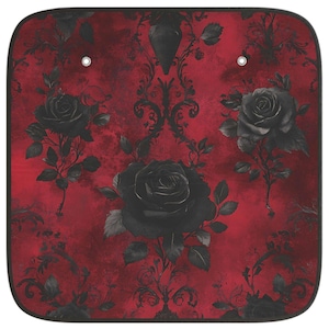 Gothic Rote Rose Auto Sonnenschutz - Stilvolles Automobilzubehör für den Sommer, Blumenschattenabdeckung, Fahrzeug-Sunblocker, Geschenk für Autoliebhaber