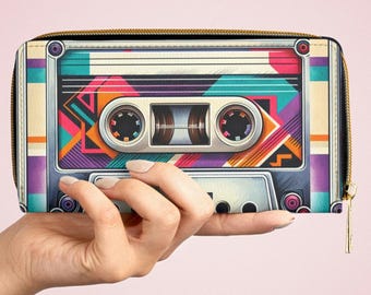 Cassette Tape Zipper Wallet for Teens, Retro Wallet, 80s, 90s, Teen Wallet, Vintage Wallet for Teens, Zippered Pouch, Card Holder for Teens
