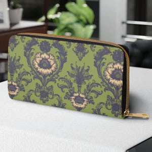 Cartera con cremallera con estampado bohemio vintage, monedero grande en tonos tierra, tarjetero para mujer, clutch bohemio hippie, regalo para ella