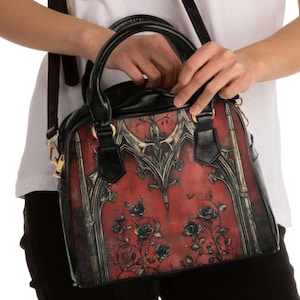 Gothic Schulter Handtasche, schwarze Crossbody Tasche, Witchy Geldbörse, Gothic Mode Accessoire, Halloween Handtasche