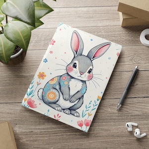 Quaderno con copertina rigida a forma di coniglio stravagante, diario carino, regalo di cancelleria per bambini e adulti, diario di scrittura primaverile, blocco note floreale