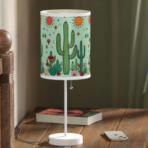 Table Lamp, Southwest Cactus Canyon Decor, Desert Night Light, Boho Home Lighting, Green Plant Lamp, Prickly Pear Lamp
