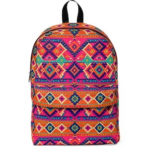 Southwestern Backpack, Classic Bag, Boho Aztec School Knapsack, Tribal Travel Rucksack, Vintage Ethnic Daypack