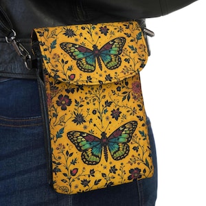 Bolso bandolera de polilla, cartera para teléfono de polilla, bolso de hombro pequeño, mariposa de Dark Academia, gótico caprichoso, accesorios únicos, bolso minimalista