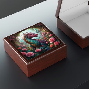 Dragon Stash Box, Jewelry Box, Fantasy Dragon Design, Jewelry Organizer, Trinket Box, Gift for Her, Wooden Box