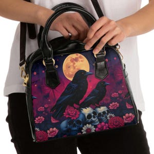 Bolsa de ombro Raven, bolsa gótica Raven, bolsa de inspiração literária, moda feminina exclusiva