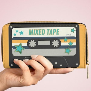 Teen Cassette Tape Zipper Wallet, Retro Wallet, Music Lover Gift, Teen Wallet, Vintage Wallet for Teens, Zippered Pouch