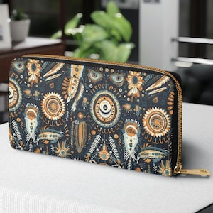 Boho Reißverschluss Geldbörse, groß, Erdtöne Töne Geldbörse, Frauen-Kartenhalter, Hippie Boho Kupplung,