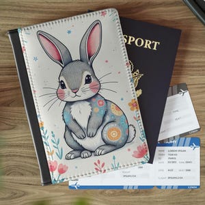 Grillige konijnenpaspoort, reisaccessoire voor kinderen, cadeau voor dierenliefhebbers, schattige konijntjeshouder, essentieel avontuur